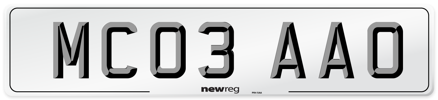 MC03 AAO Number Plate from New Reg